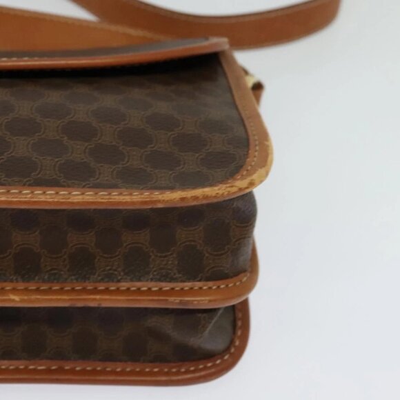 CELINE Macadam Canvas Shoulder Bag PVC Leather Brown Gold Auth 122382 - Picture 5 of 16